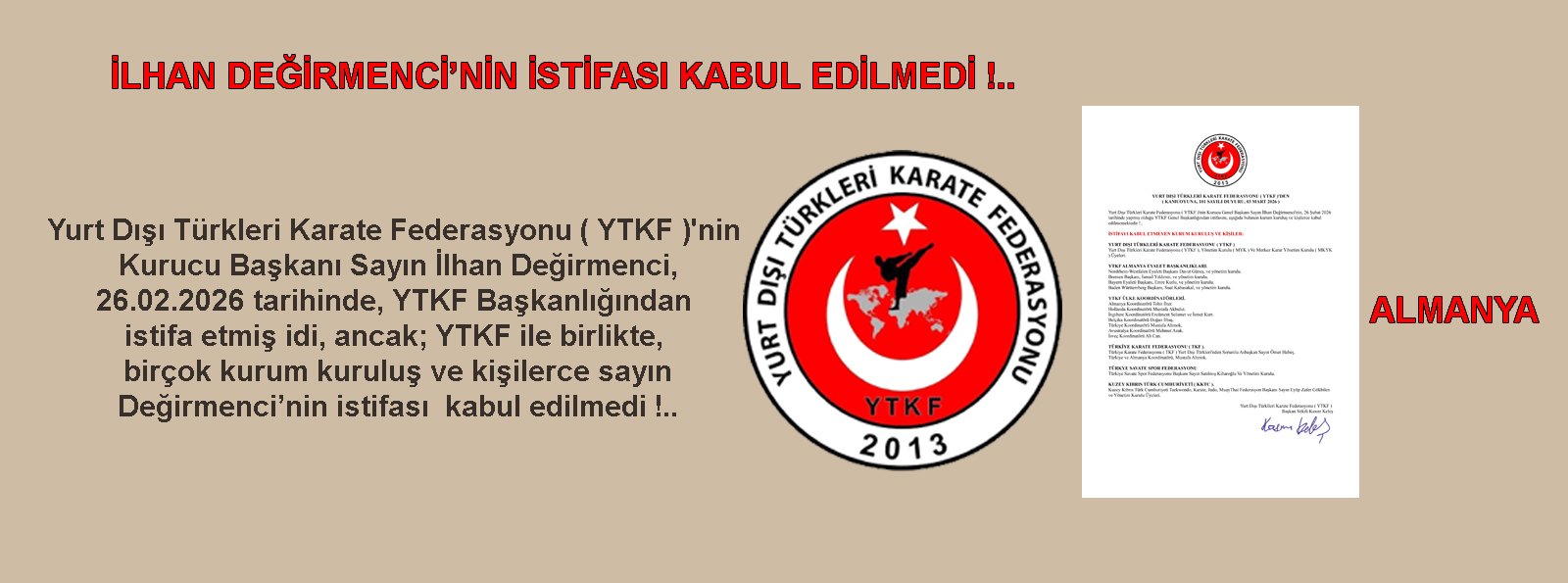 Değirmenci’nin istifası kabul edilmedi !..